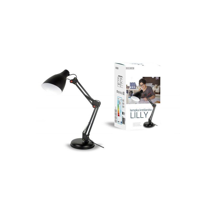 INQ Lampka biurkowa INQ Lilly, E27, czarna, 40 W