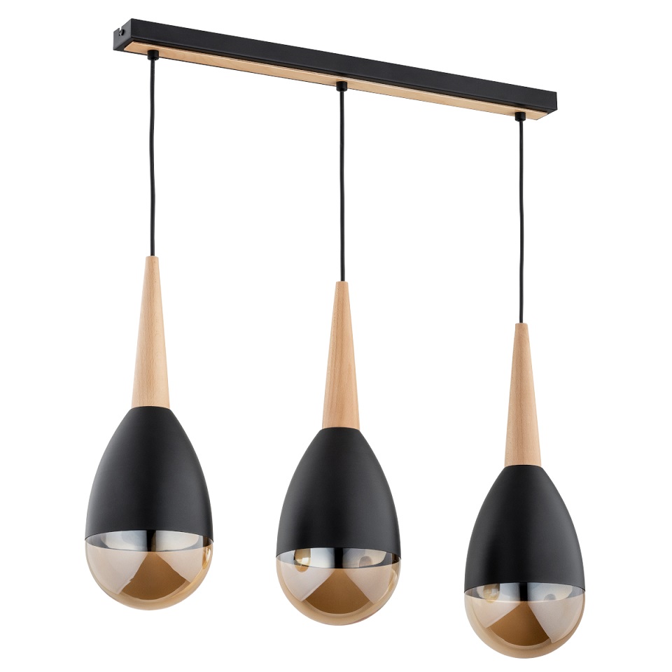 Lampa z ozdobnymi kloszami i dodatkiem drewna AL 62355 z serii MASTER