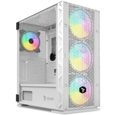 SAVIO OBUDOWA PC ARGB MESH/GLASS RAPTOR WHITE X1
