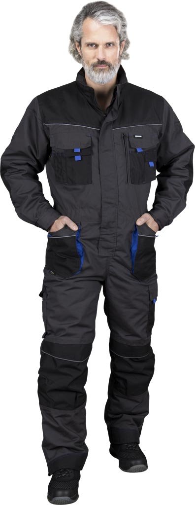 Reis, Kombinezon ochronny, ocieplany stalowo-czarno-niebieski, rozmiar XXXL