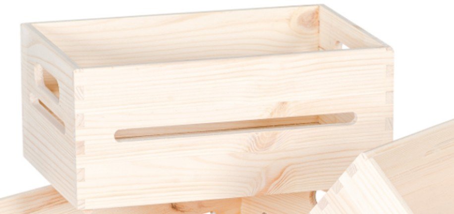 Skrzynka drewniana 30x20x13,5 /314000BG Z nacięciem na bokach, ostrokrawężna