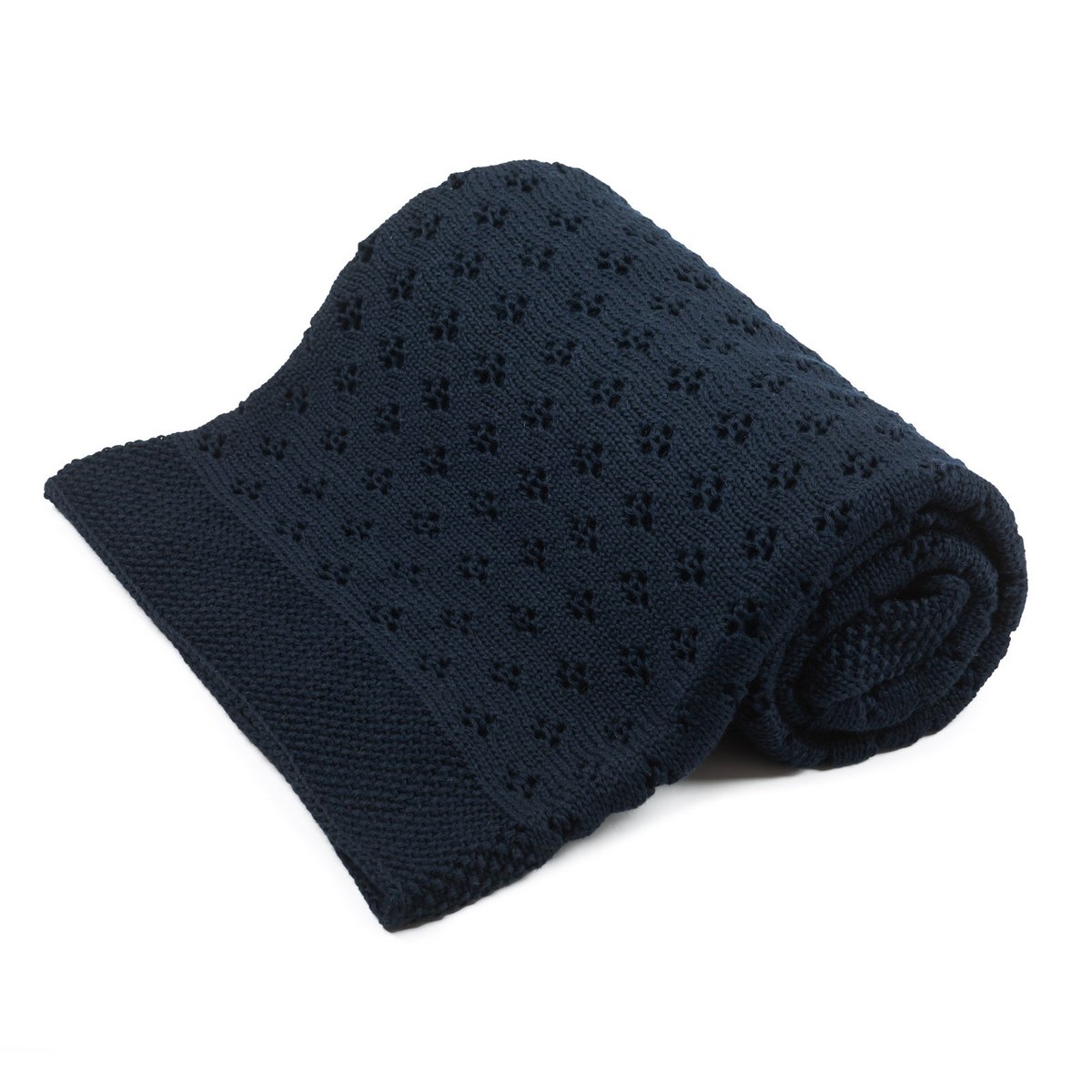 Ażurowy kocyk bambusowy  blue marino