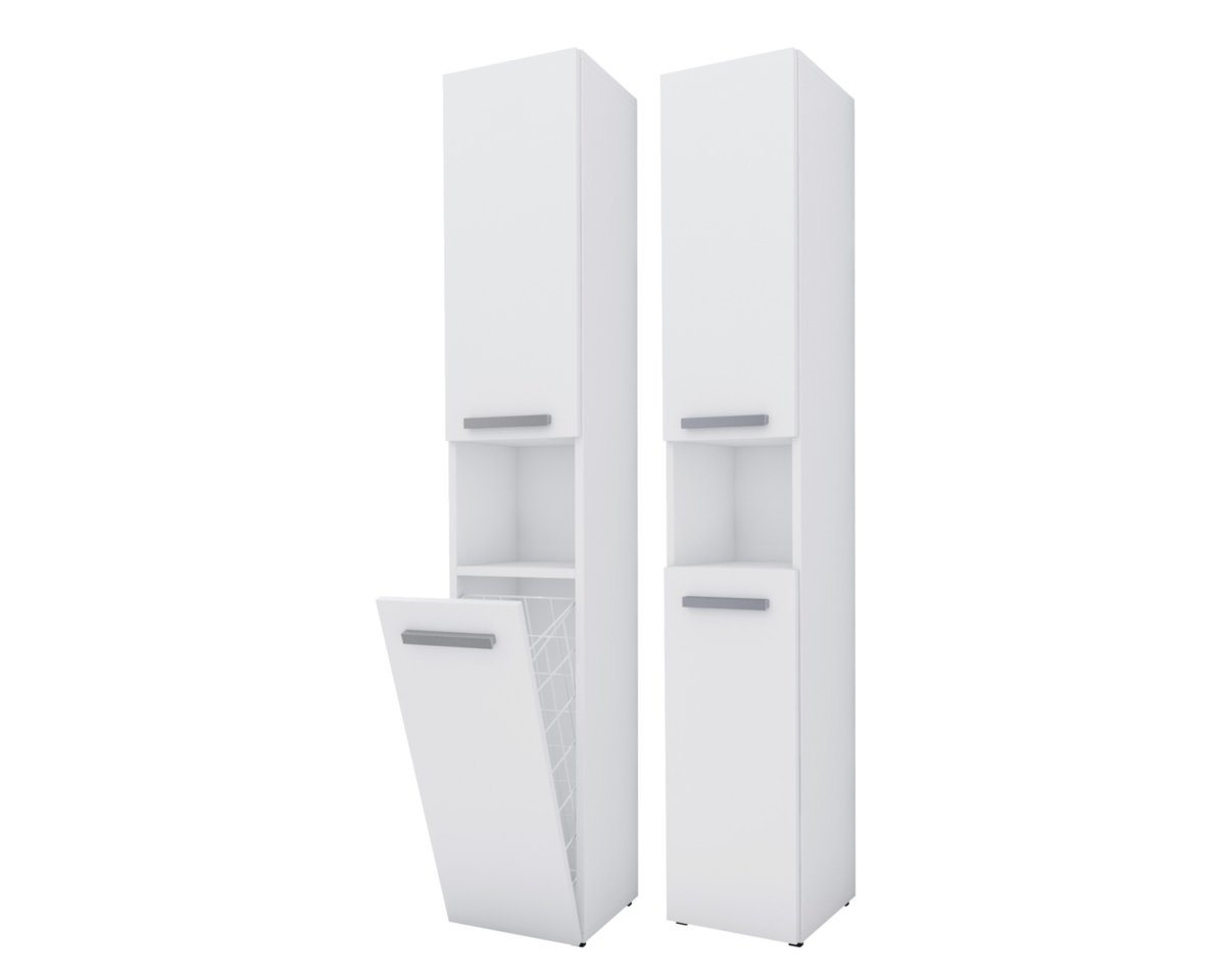 Meble łazienkowe Bagnoli SLIM III biała matowa- Szafka stojąca, kolumna łazienkowa, półka, D: 30 cm, W: 174 cm, Sz: 30 cm