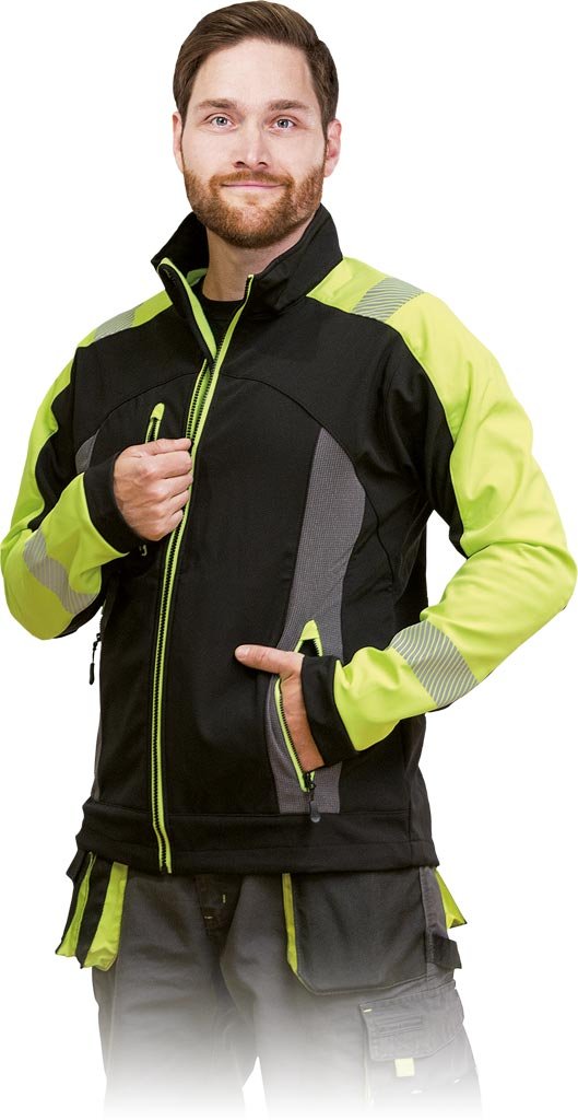 Leber & Hollman LH-SHELLVIS - kurtka ochronna z materiału SOFTSHELL, powłoka 94% poliester, 6% elastan, 320 g/m, podszyta polar fleece - M-3XL.