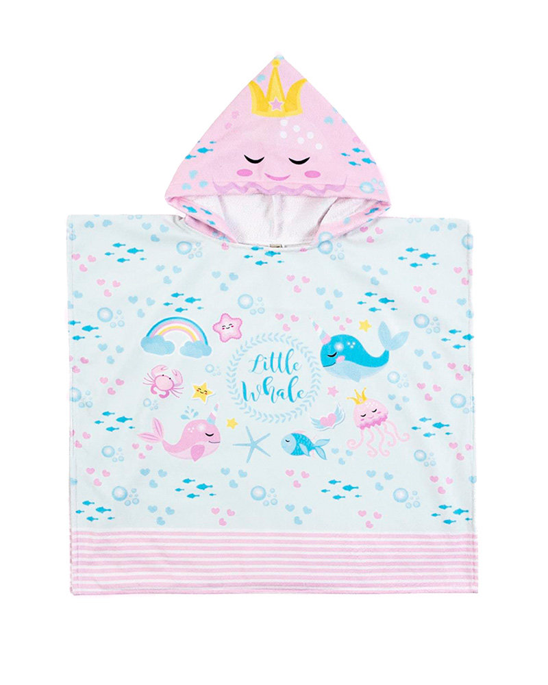 Ręcznik z kapturem dla dzieci poncho dziecięce dla księżniczki  50x50 cm