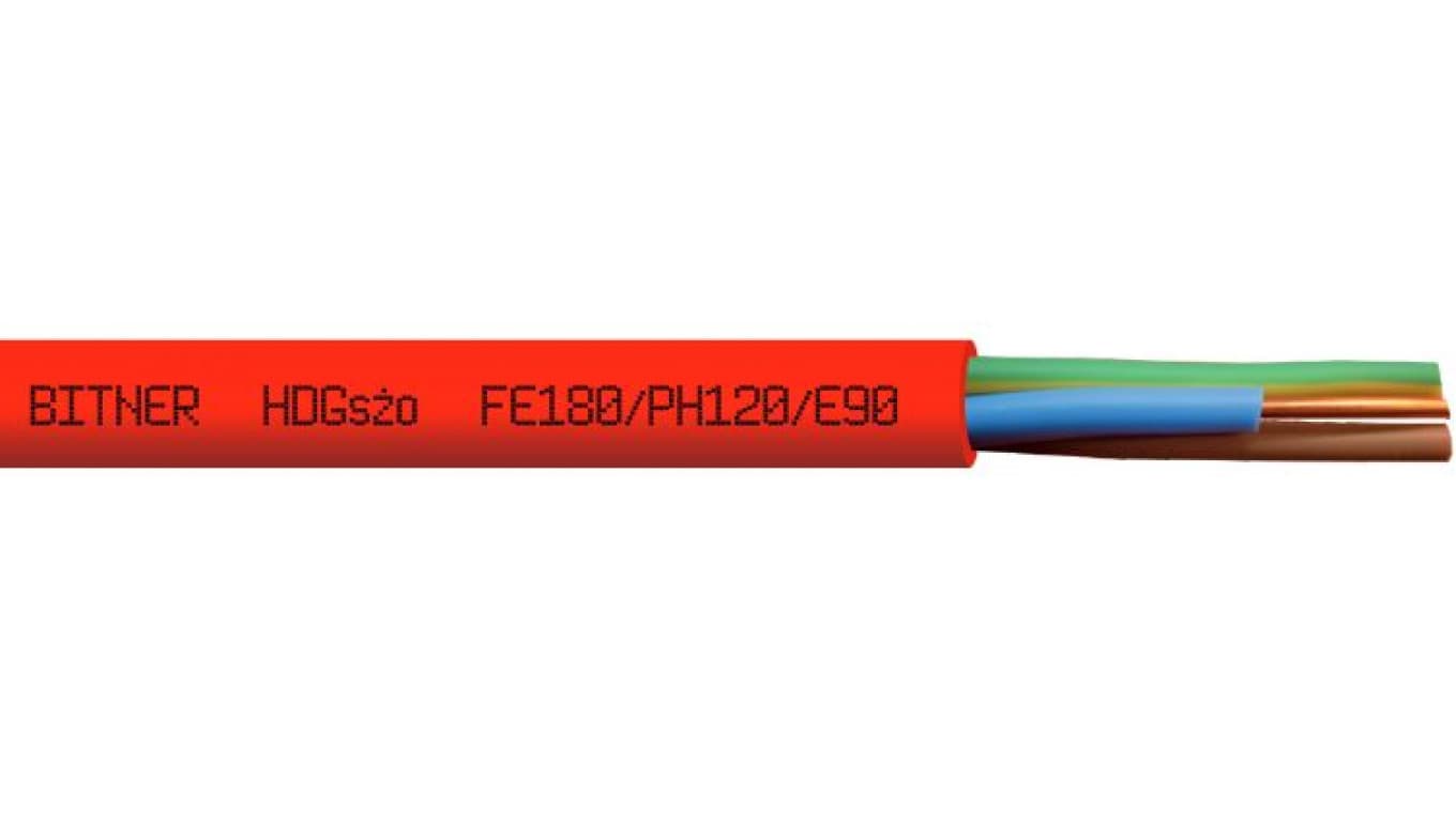 Przewód HDGs 3x2,5 żo FE180/PH120 E90 300/500V ognioodporny, bezhalogenowy, elektroenergetyczny, czerwony, BITNER