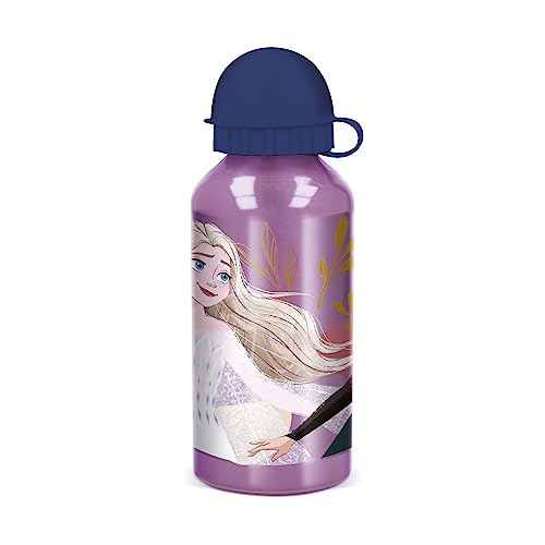 p:os 35439 - Frozen The Ice Queen 2 - Aluminiowa butelka do picia dla dzieci, butelka na wodę z pokrywką o pojemności ok. 400 ml, szczelna, do szkoły, sportu i rekreacji