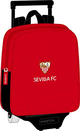 Safta SEVILLA FC plecak dla dzieci w różnym wieku, wygodny i wszechstronny, jakość i wytrzymałość, 22x10x27 cm, kolor czerwony/czarny, Czerwony/czarny, Estándar, Casual