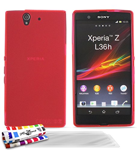 Sony Ultraflache weiche Schutzhülle YUGA [Le Glossy Hybrid] [Rosa] von MUZZANO + 3 Display-Schutzfolien UltraClear + STIFT und MICROFASERTUCH MUZZANO GRATIS - Das ULTIMATIVE, ELEGANTE UND LANGLEBIGE