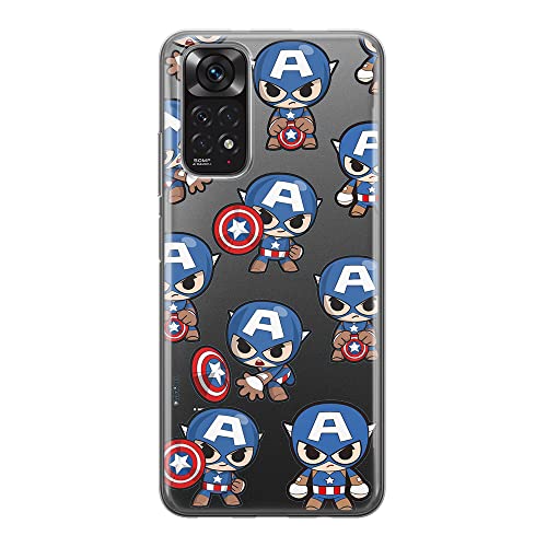 ERT GROUP etui na telefon Xiaomi REDMI NOTE 11S 4G / REDMI NOTE 11 4G, case oryginalny i oficjalnie licencjonowany przez Marvel, wzór Captain America 029, plecki z TPU częściowo przeźroczyste