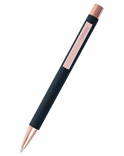 Online Długopis Soft Metal, długopis z aluminium, wymienny wkład o dużej pojemności, kolor czarny, nieścieralny do dokumentów, Grey Rose z miękkim dotykiem, metalowy klips, różowe złoto