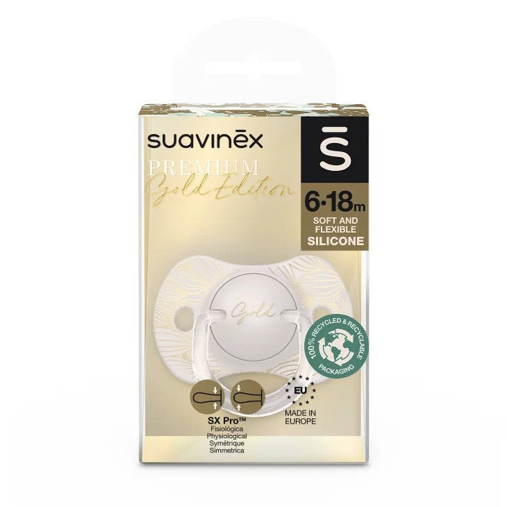 Suavinex Smoczek fizjologiczny silikonowy Sx Pro Gold edition szary 6-18m