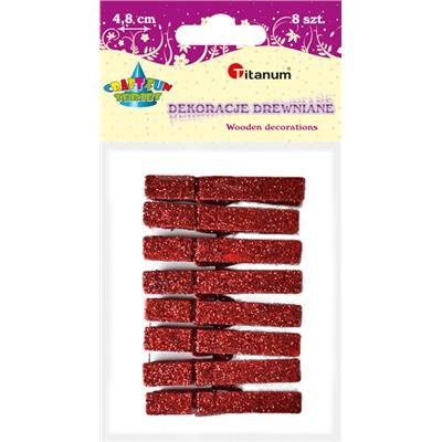 TITANUM Klamerki brokatowe czerwone 4,8cm/8szt