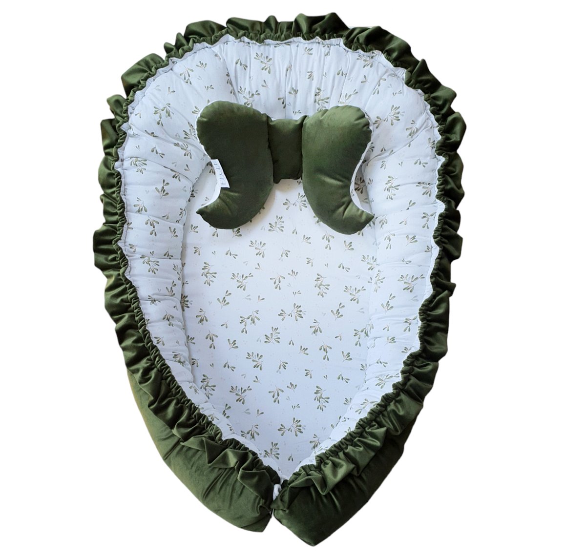 ELULE Kokon niemowlęcy z poduszką, gniazdo, otulacz z materiałów PREMIUM - Zielony