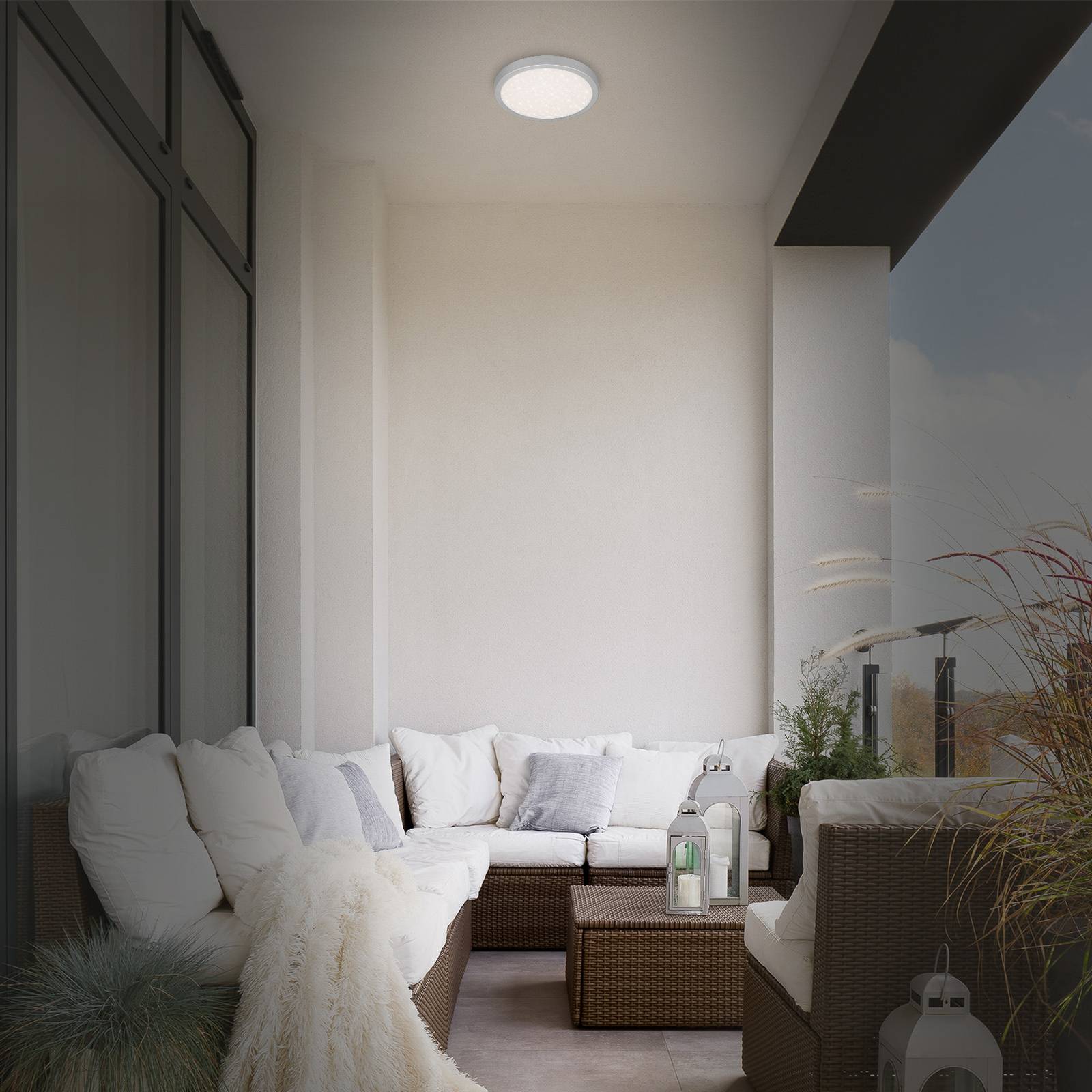Briloner Lampa sufitowa LED Runa, gwiaździste niebo, biała