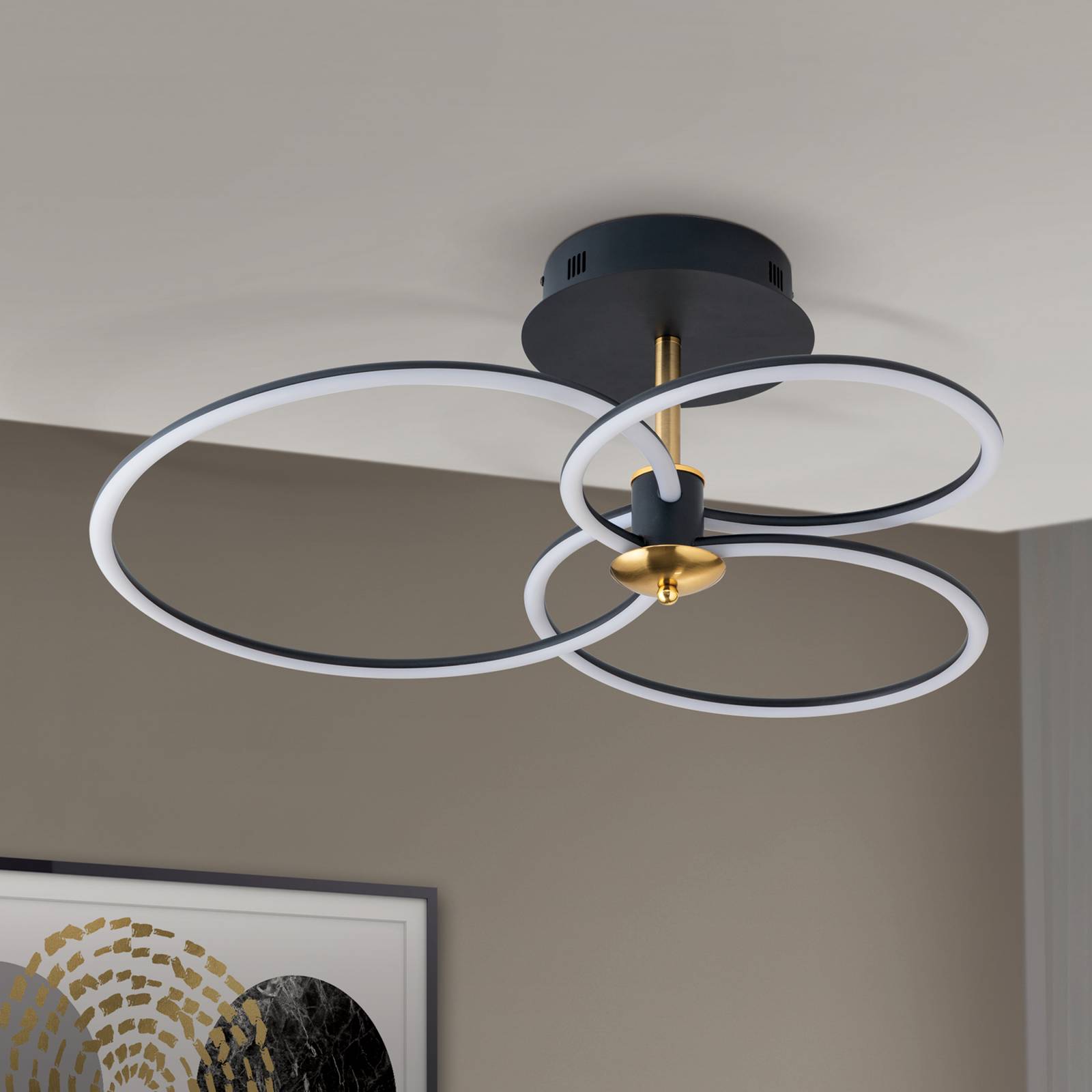 ORION Sufitowa LED Charlotte 3 pierścienie czarna/złota