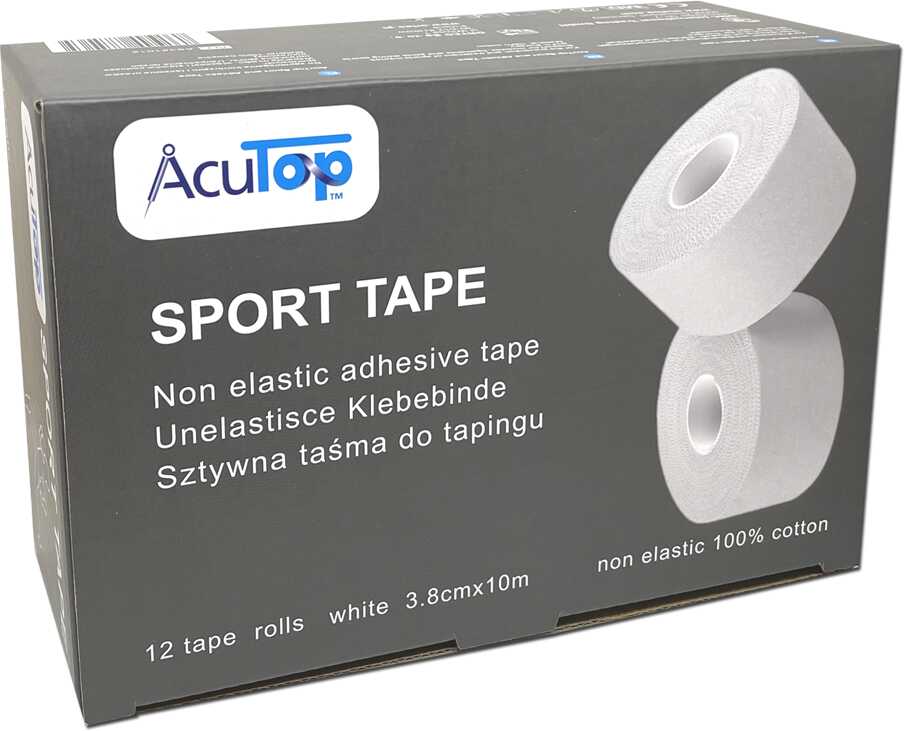 Zestaw taśm do tapingu sportowego - sztywne tapy 3,8 cm - mocny klej, duża przyczepność, wodoodporne właściwości (AcuTop Sport Tape 3,8 Set)