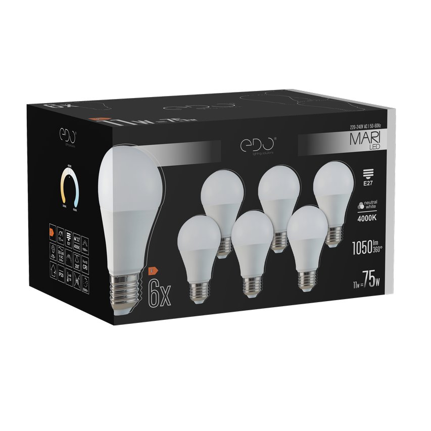 Zestaw 6x żarówka MARI LED E27 11W 4000K neutralna NW 1050lm Edo Solutions