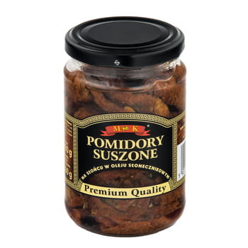 MK Pomidory suszone w oleju słonecznikowym280 g . Produkt pasteryzowany