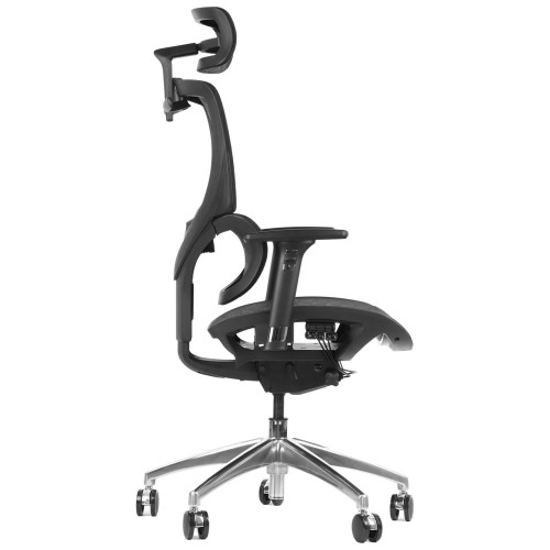 Ergonomiczne krzesło obrotowe/biurowe ErgoNew S1A - wysuw siedziska, regulowane oparcie, podłokietniki i zagłówek, siedzisko siatkowe, podstawa aluminiowa