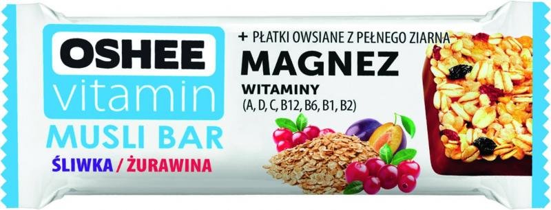 Baton Owocowy OSHEE z Witaminami Musli Bar Śliwka/Żurawina 40G ! ( produkt wycofany)!
