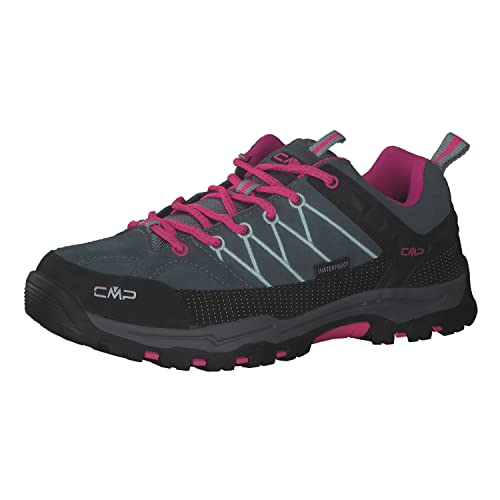 CMP Kids Rigel Low Trekking Shoes WP, Buty Rise Piesze wycieczki, Zielony purpurowy fluo mineralny, 39 EU