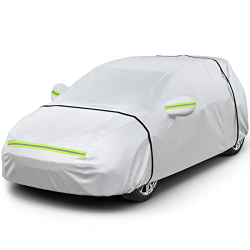 Favoto Wodoodporny pokrowiec samochodowy zewnętrzny oksford+bawełna z zamkiem błyskawicznym dla Hatchback Anti-UV Oddychająca odporna na kurz deszcz zarysowania śnieg na zewnątrz 375x165x155cm