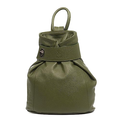 FIRENZE ARTEGIANI. Edvige torba plecak kobiety. Prawdziwa skóra wykończona Dollaro 34x13,5x32 cm. Kolor: Zielony, Zielony, Talla única, Casual