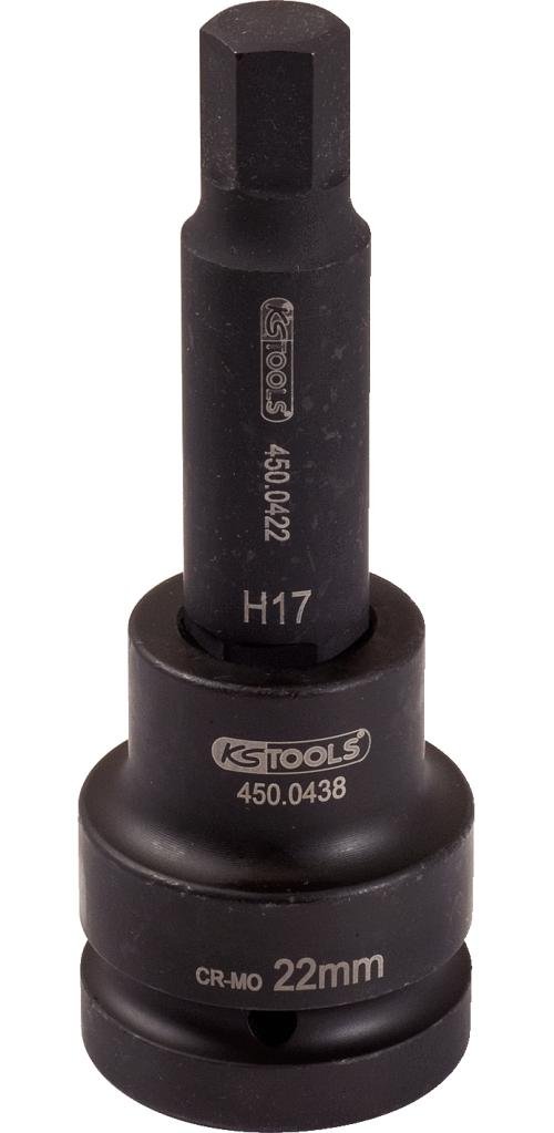 KS Tools 450.0461 3/4 cala nasadka do bity do śrub z łbem walcowym z gniazdem sześciokątnym klucz nasadowy, długie, 17 MM 450.0461