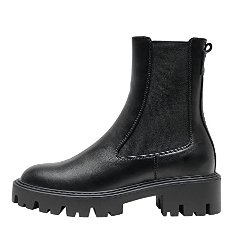 ONLY Damskie buty Chelsea OnlBetty, krótkie kozaki, gruba podeszwa, czarny, 40 EU