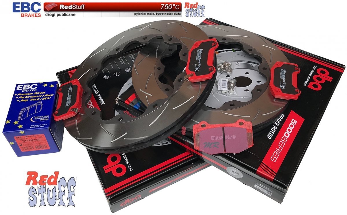 Tylne ceramiczne klocki EBC RedStuff + tarcze hamulcowe DBA Chevrolet Corvette Z06 Grand Sport 2015-2019 J56