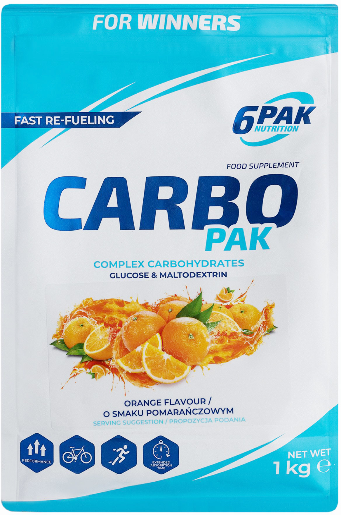 Suplement diety w proszku 6Pak carbo Pak 1000g orange (5902811812702)