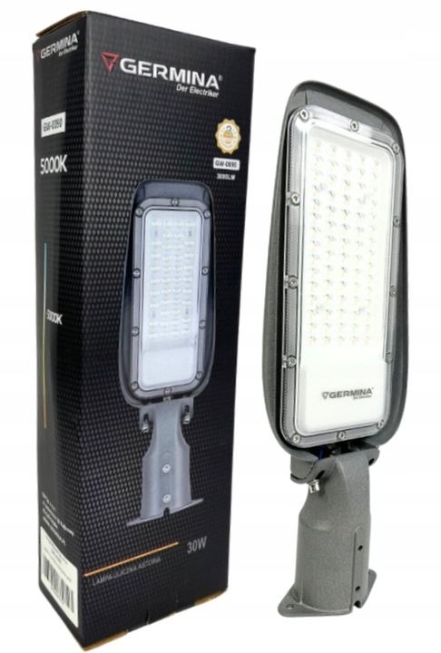 Oprawa uliczna LED 30W b.neutralna 5000K (3000lm) ASTORIA VESPA uchwyt montażowy Ø60mm z możliwością zmiany kąta pochylenia IP65 GERMINA