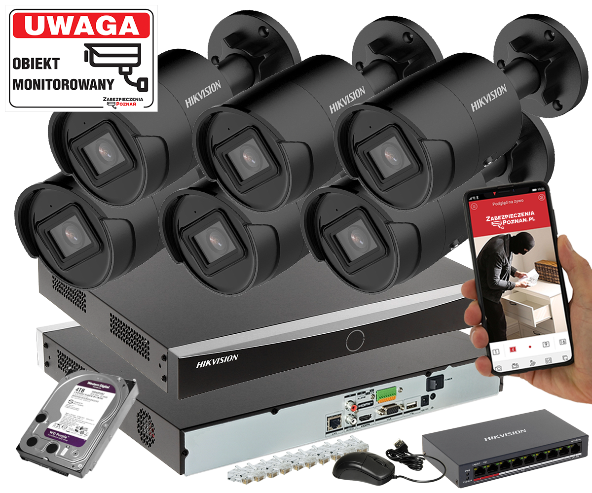 Фото - Комплект відеоспостереження Hikvision Profesjonalny zestaw monitoringu IP na 6 kamer  DS-2CD2043G2-IU 4 