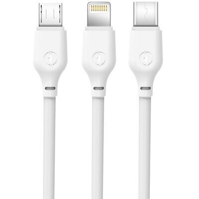Xo Kabel NB103 3w1 (8-pin/micro/typ-C) biały 1m