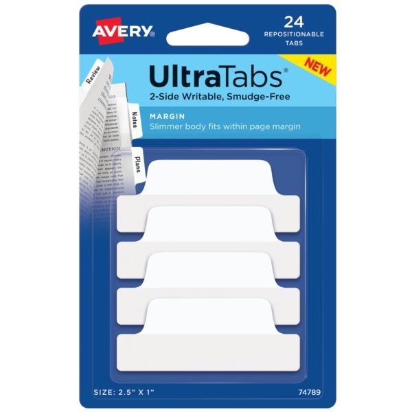 Zakładki indeksujące Avery 63,5x25,4 24 szt. białe