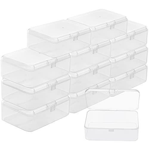 Belle Vous Małe Przezroczyste Plastikowe Pojemniki Do Przechowywania Z Pokrywą Na Zawiasach (12 Sztuk) - Dł. 9 X Szer. 6 X Wys. 3,3 Cm / 3,54 X 2,36..
