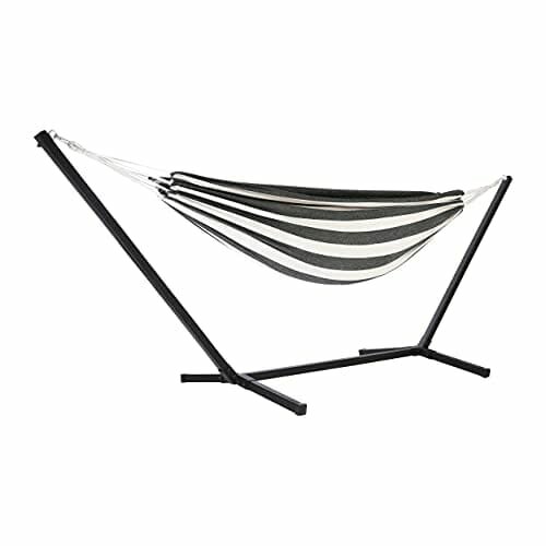 Gold&Chrome Unique Design Hamak 2-Osobowy Xxl, Ze Stelażem, Huśtawka, Komfortowy, Prosty Montaż, Czarny