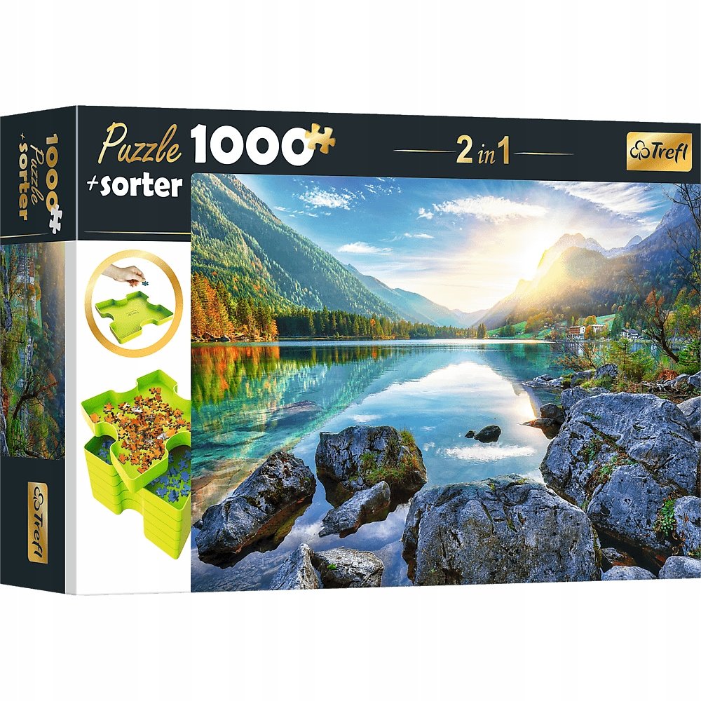 Trefl 10653 Puzzle 1000 elementów, 6 przegródek, porządkowanie, sortowanie, noszenie i przechowywanie, kreatywna rozrywka dla dorosłych i dzieci od 12 zestawów, 2 w 1, Hintersee Niemcy Hintersee Deutschland