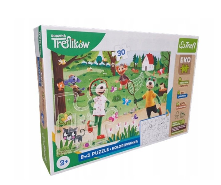 PUZZLE 2W1 PUZZLE + KOLOROWANKA RODZINA TREFLIKÓW