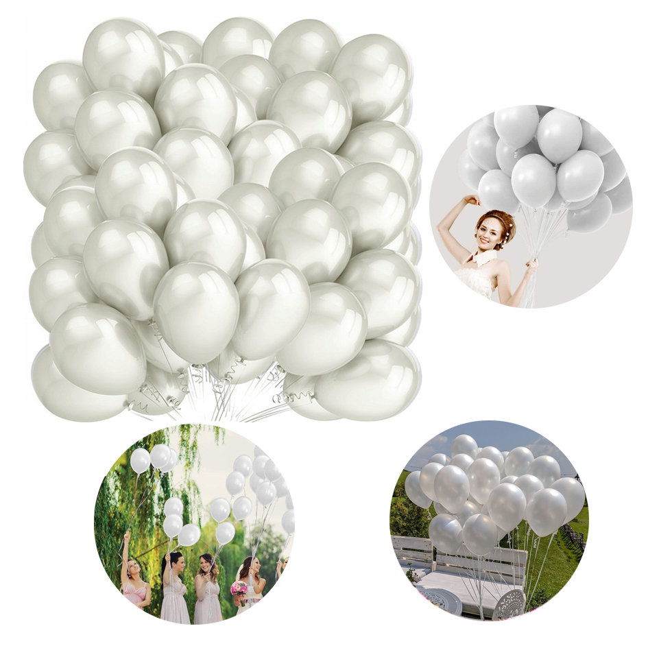 Balony Białe Srebrne Metaliczne Duże Ślub Urodziny