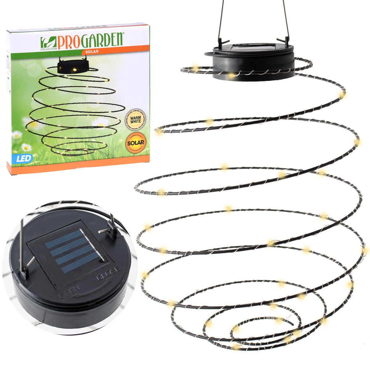 Lampki Solarne Ogrodowe Lampion Spirala 40 Led