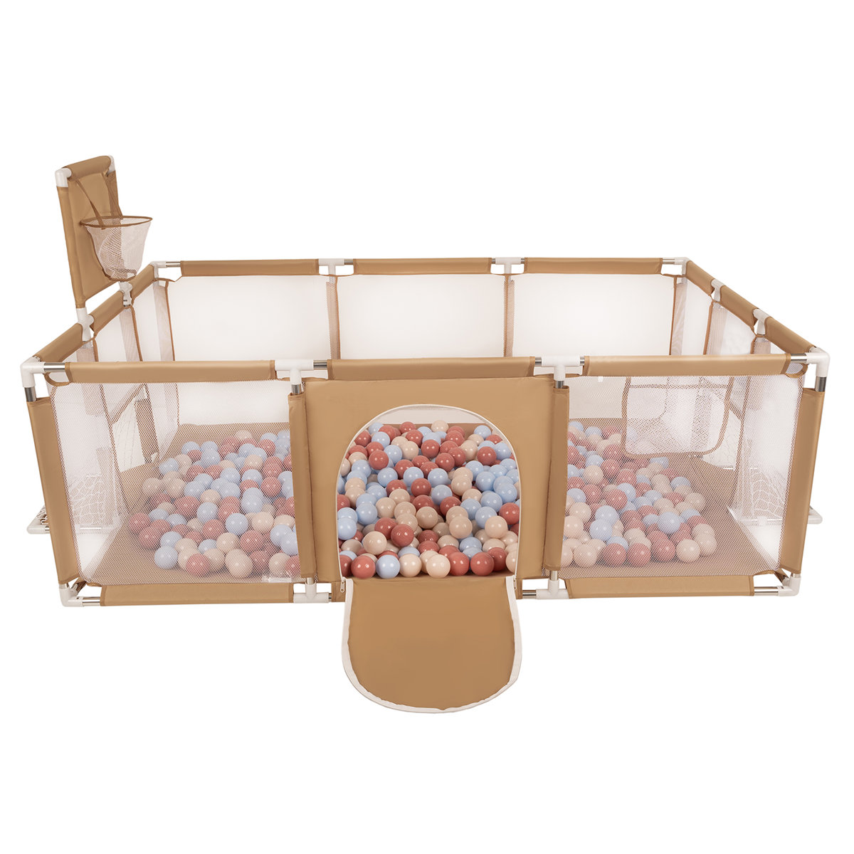 Selonis Boisko BO-100X z piłeczkami 6cm beżowy: pastelowy beż-pastelowy niebieski-łososiowy 180x122x62/200piłek Zabawka kojec