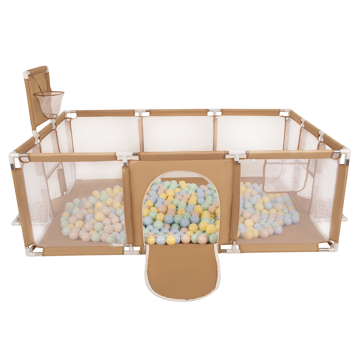 Selonis Boisko BO-100X z piłeczkami 6cm beżowy: pastelowy beż-pastelowy niebieski-pastelowy żółty-mięta 180x122x62/200piłek Zabawka kojec