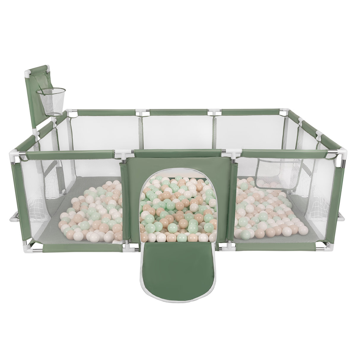 Selonis Boisko BO-100X z piłeczkami 6cm zielony: pastelowy beż-biały-mięta 180x122x62/200piłek Zabawka kojec