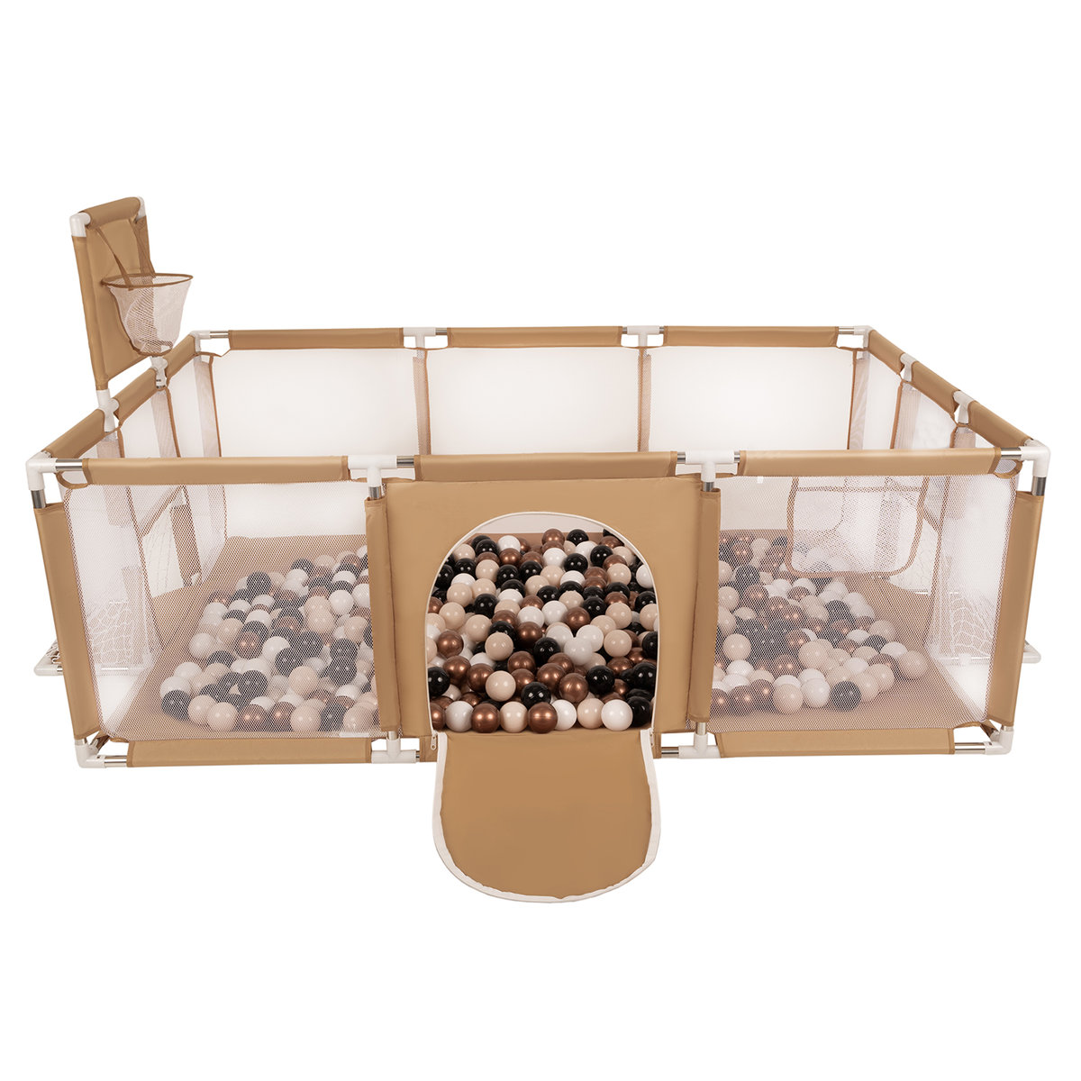 Selonis Boisko BO-100X z piłeczkami 6cm beżowy: pastelowy beż-miedziany-biały-czarny 180x122x62/100piłek Zabawka kojec