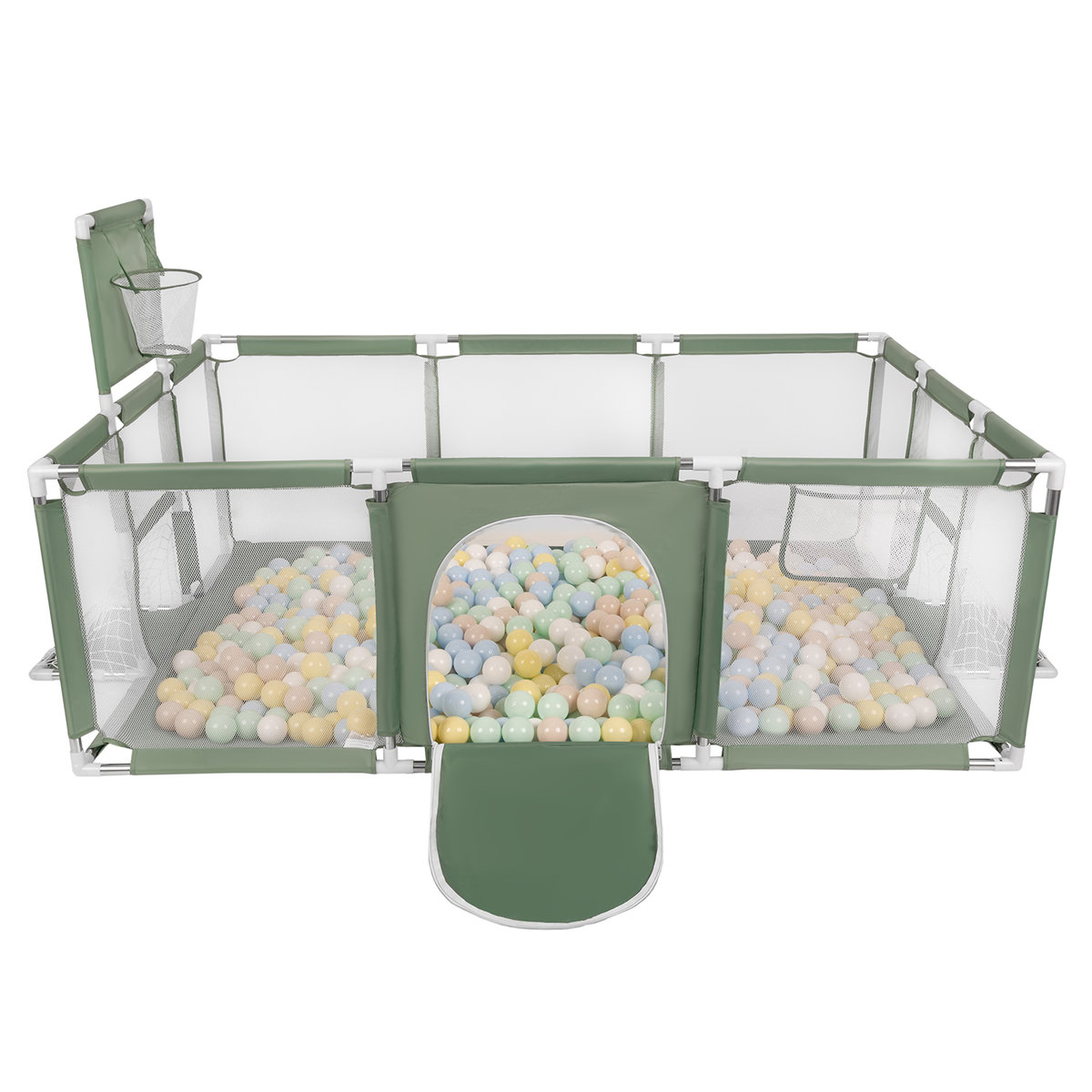 Selonis Boisko BO-100X z piłeczkami 6cm zielony: pastelowy beż-pastelowy niebieski-pastelowy żółty-mięta 180x122x62/400piłek Zabawka kojec