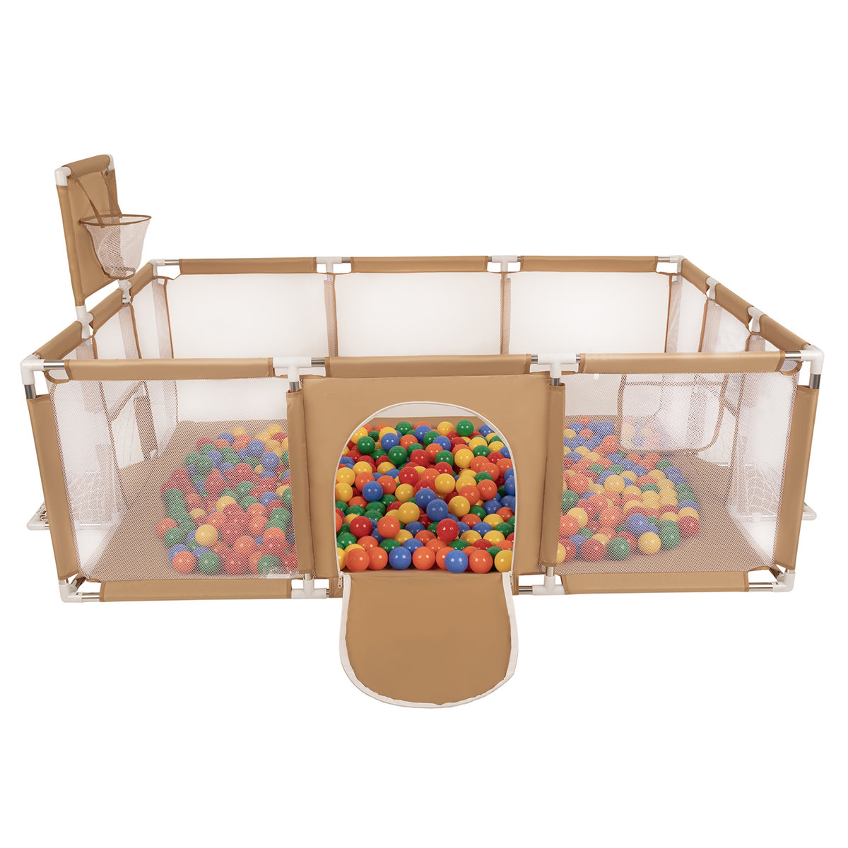 Selonis Boisko BO-100X z piłeczkami 6cm beżowy: żółty-zielony-niebieski-czerwony-pomarańcz 180x122x62/900piłek Zabawka kojec