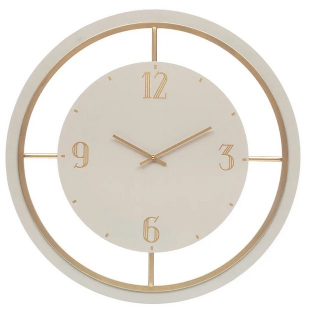 Zegar wiszący beżowo-złoty Ipka 70x70x4,5 cm