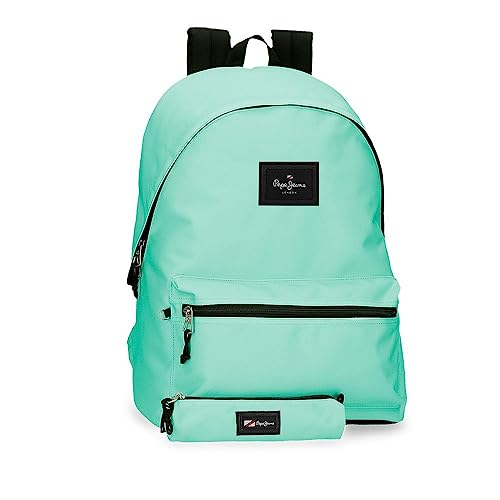 Pepe Jeans Aris Plecak na notebooka + Torba szkolna Zielony 31x44x15 cms Poliester 23,87L, Zielony, Talla única, Plecak na laptopa + etui szkolne